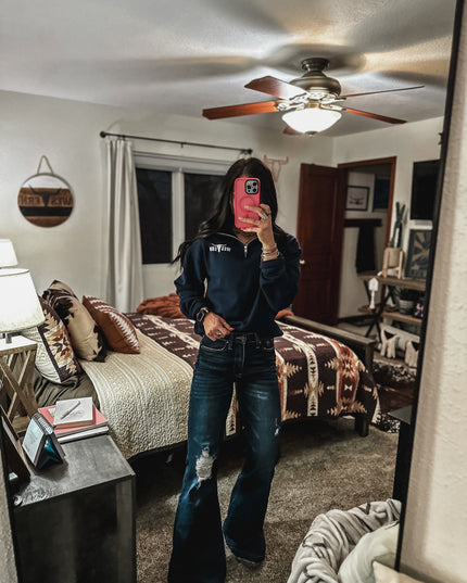 Brand Logo 1/4 Zip Navy