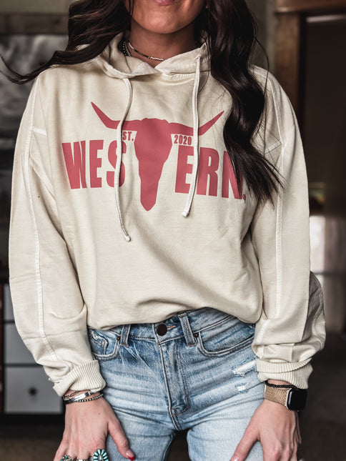 Brand Rose Logo Deadwood Hoodie - Cream