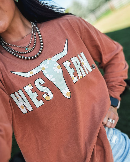 Brand Logo Daisies - Pumpkin Longsleeve