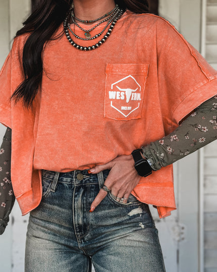 Brand Tulip Oversized Box Tee - Orange