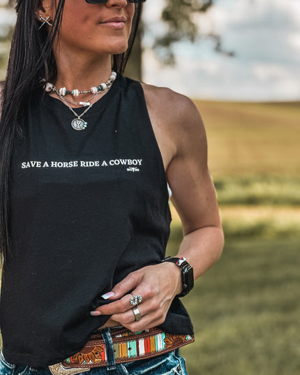 Save a Horse Cropped Tank - Black