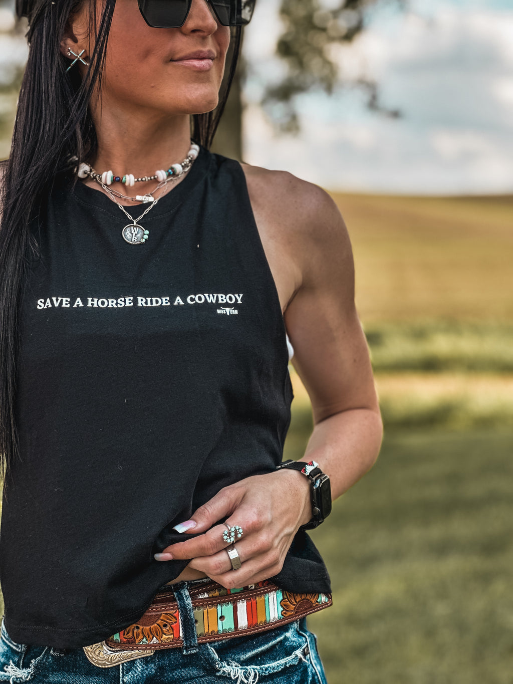 Save a Horse Cropped Tank - Black