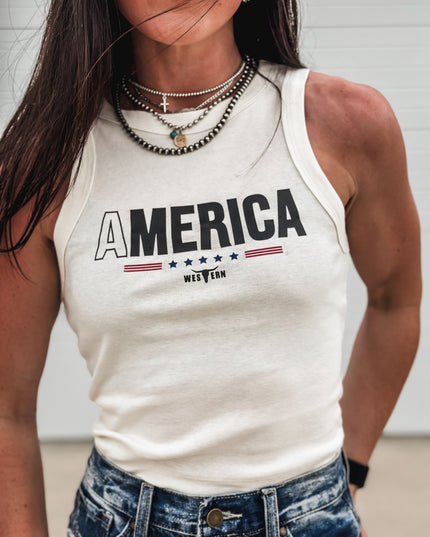 A-MERICA Racer Tank - Bone