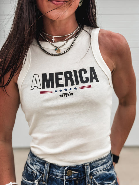 A-MERICA Racer Tank - Bone