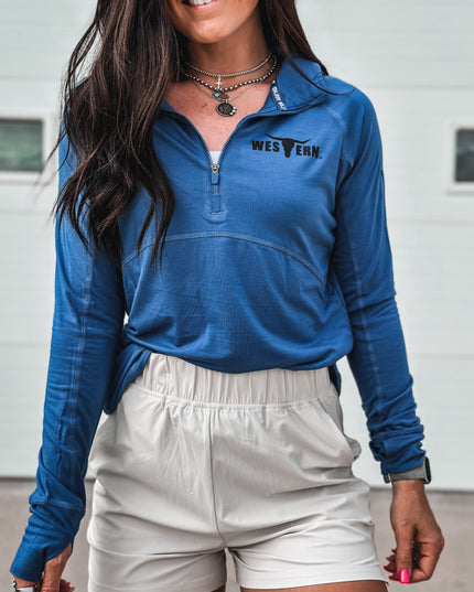 Brand Ladies Golfer 1/4 Zip - Blue