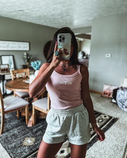 Brand Logo Spaghetti Strap Tank - Light Pink