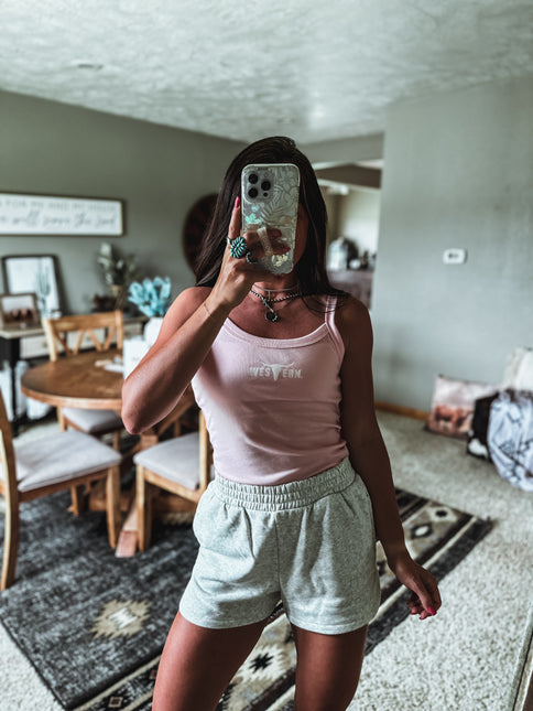 Brand Logo Spaghetti Strap Tank - Light Pink