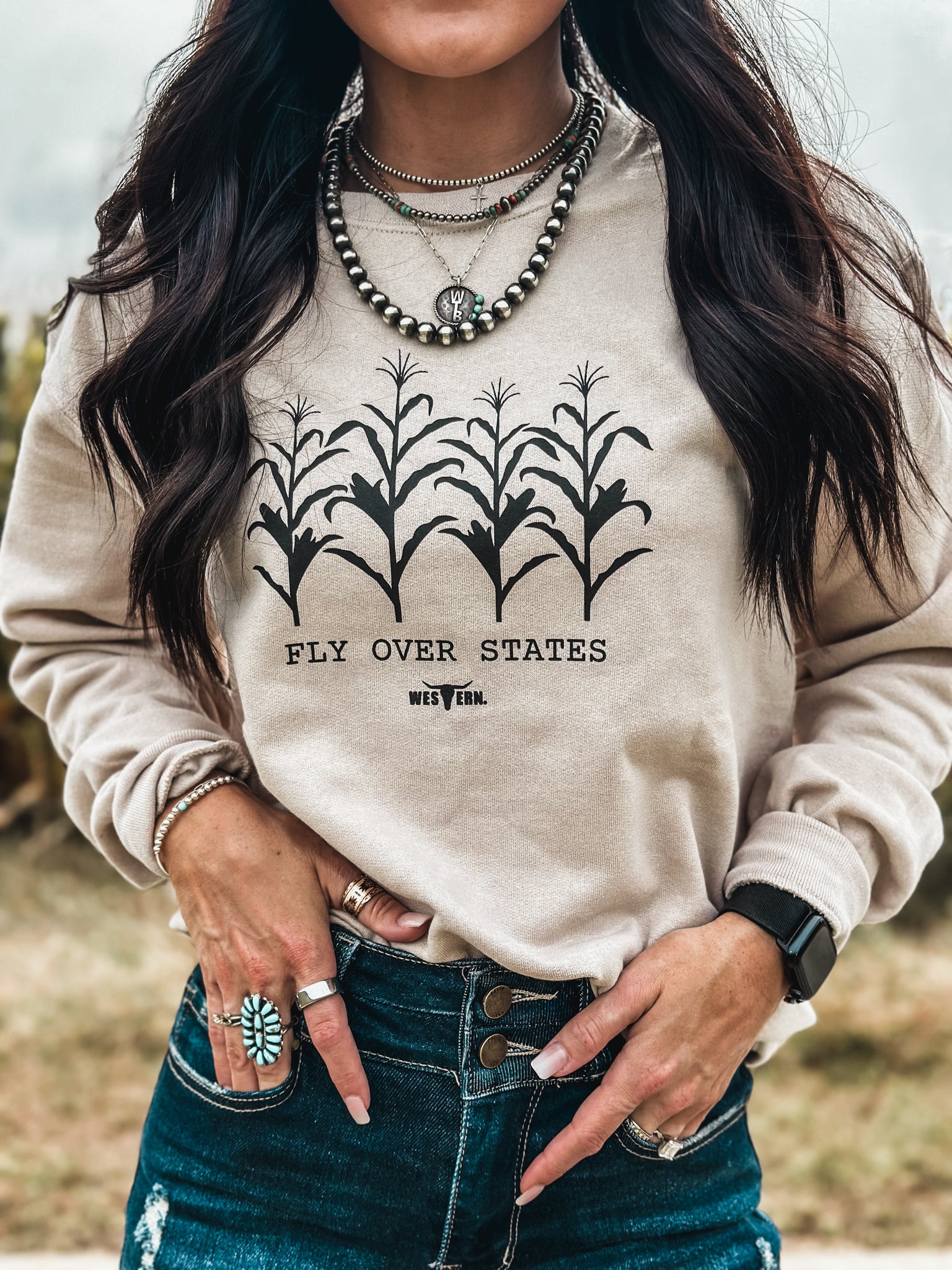 Fly Over States Crew - Cream