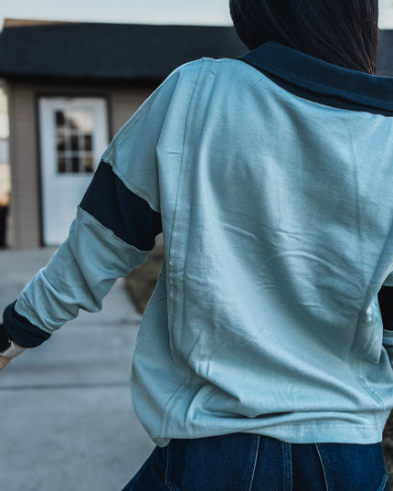 Brand Blue Collar Contrast Pullover