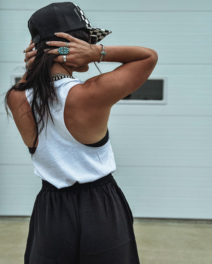 WTB Race Day Cropped Tank - White
