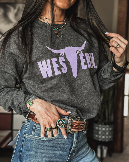 Brand Logo Crew - Lavender/Dark Heather Grey