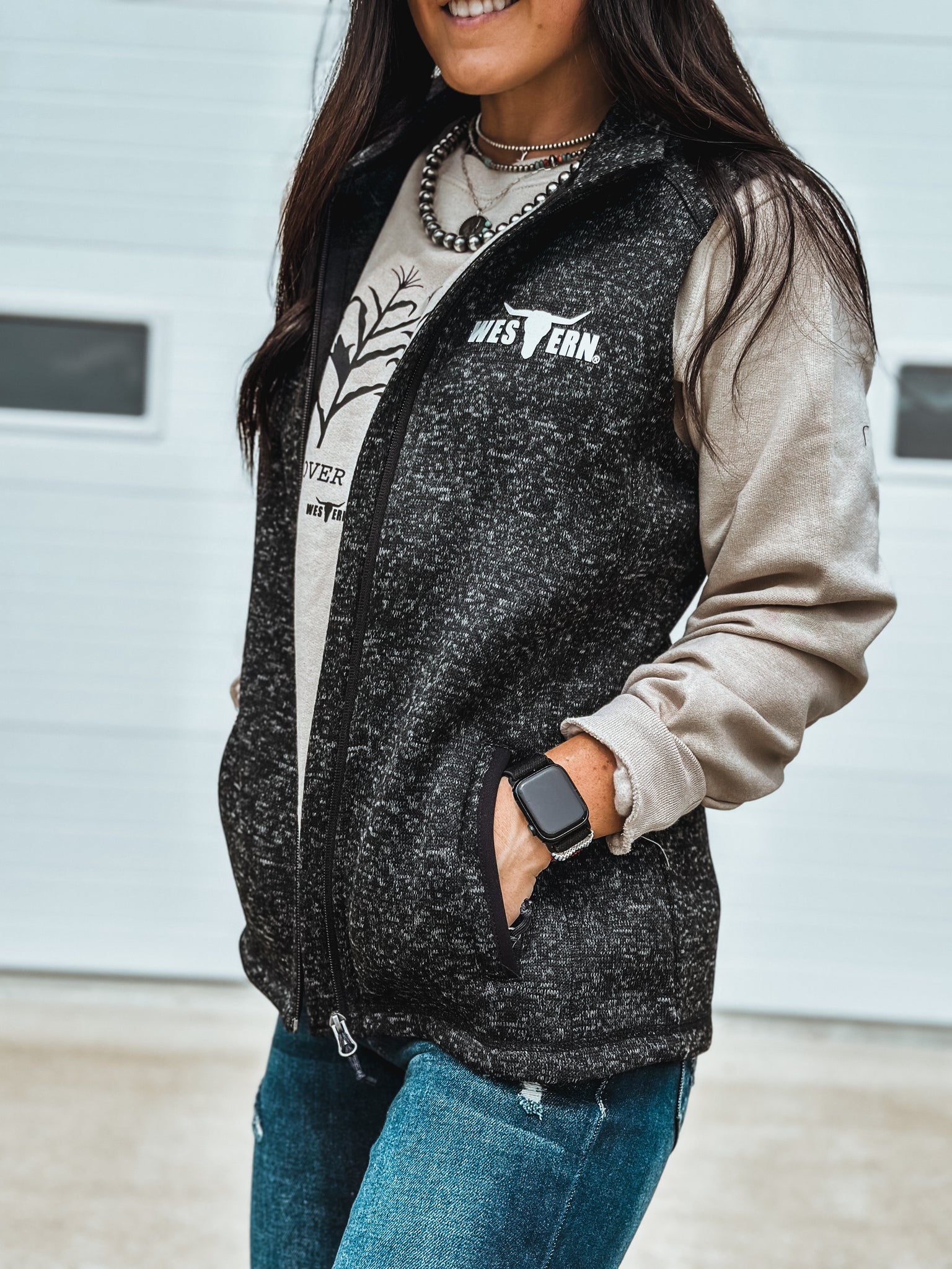 Brand Fleece Vest - Heather Black