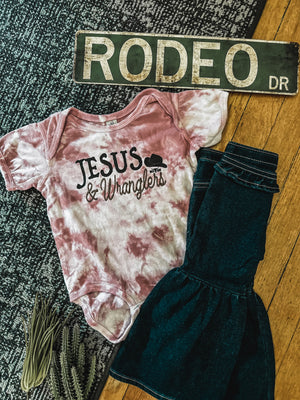 Jesus & Wranglers Onesie - Pink Tie Dye