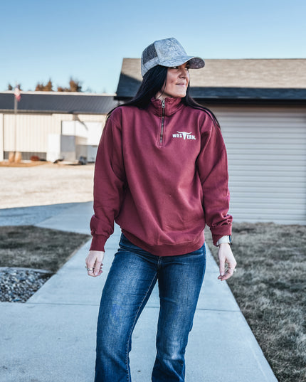 Brand 1/4 Zip Brick Red