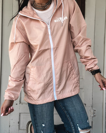 Brand Scuba Windbreaker Full Zip Jacket - Blush Pink
