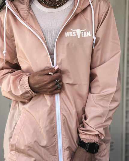 Brand Scuba Windbreaker Full Zip Jacket - Blush Pink