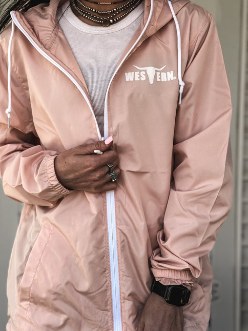 Brand Scuba Windbreaker Full Zip Jacket - Blush Pink