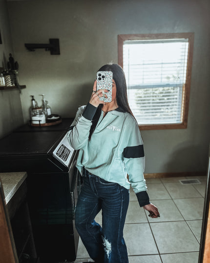 Brand Blue Collar Contrast Pullover