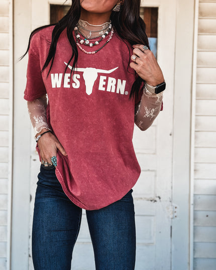 Brand Oversized T - Brick/Cream