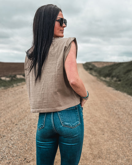 Keep It Western Cap Sleeve Tank - Mocha