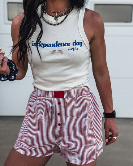 Independence Day Racer Tank - Bone