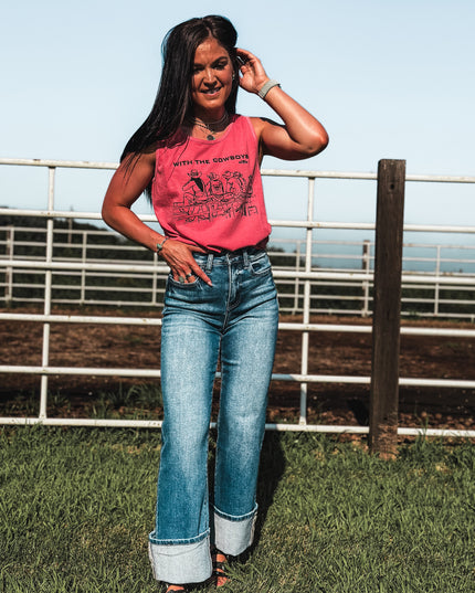With the Cowboys Tank - Watermelon