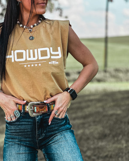 HOWDY Cap Sleeve Tank - Tan