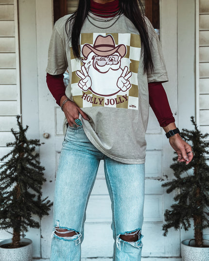 Holly Jolly Oversized T - Mineral Wash Tan