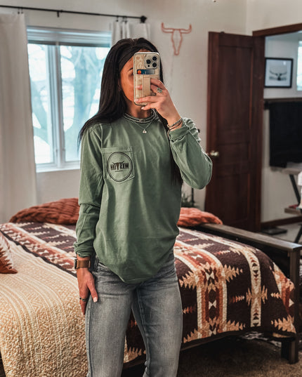 Brand Longsleeve Pocket T - Light Green