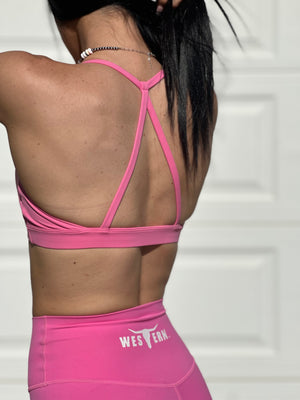 Brand Tri Back Bra - Pink