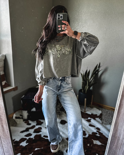 Brand Woods Camo Logo - Crop Longsleeve