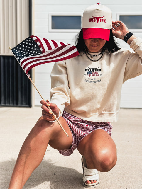 Vintage 4th of July Mid-Length Crew