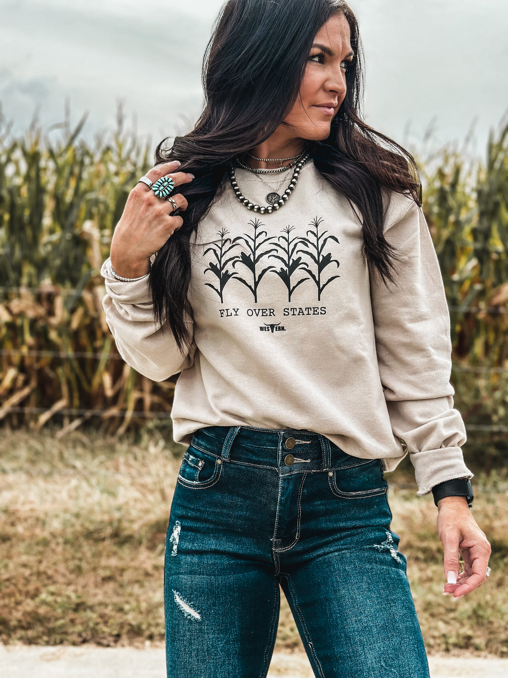 Fly Over States Crew - Cream