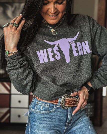 Brand Logo Crew - Lavender/Dark Heather Grey