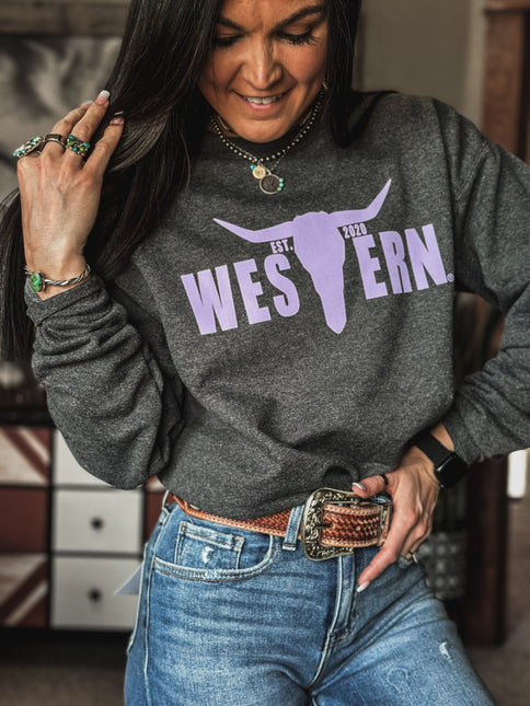 Brand Logo Crew - Lavender/Dark Heather Grey