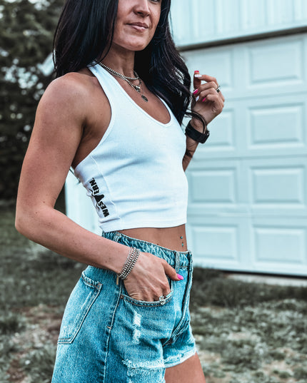 Brand Dolly Halter Top - White