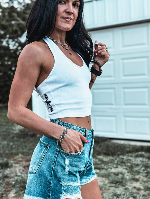 Brand Dolly Halter Top - White