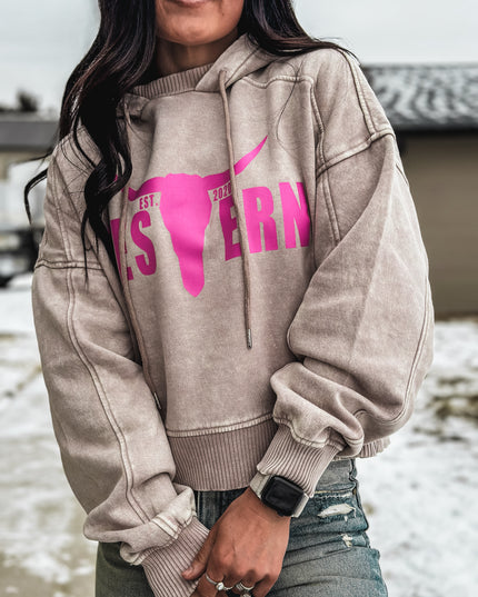 Brand Jersey Hoodie - Pink Logo / Ashy Smoke