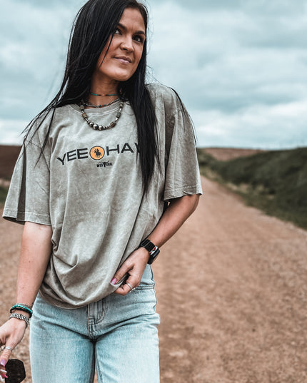 Yeehaw Rodeo Oversized Tee - Smoke Grey
