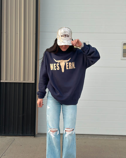 The Navy Mockneck (Cream Logo)