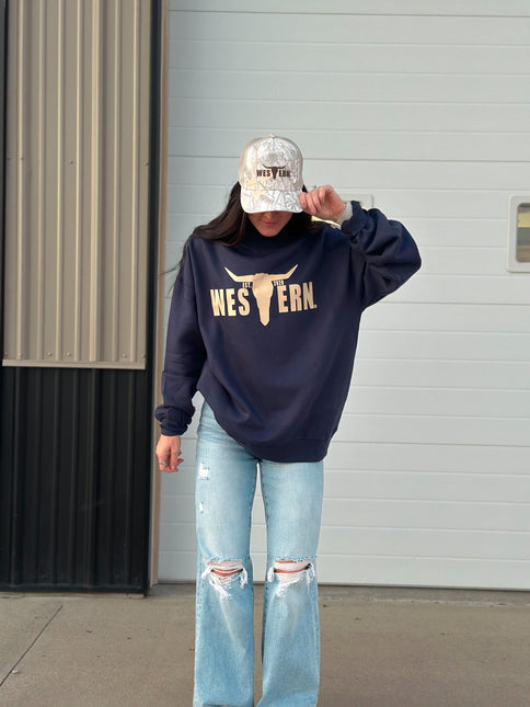The Navy Mockneck (Cream Logo)