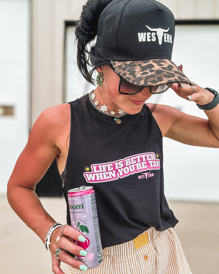 Life's Better Tan - Cropped Tank