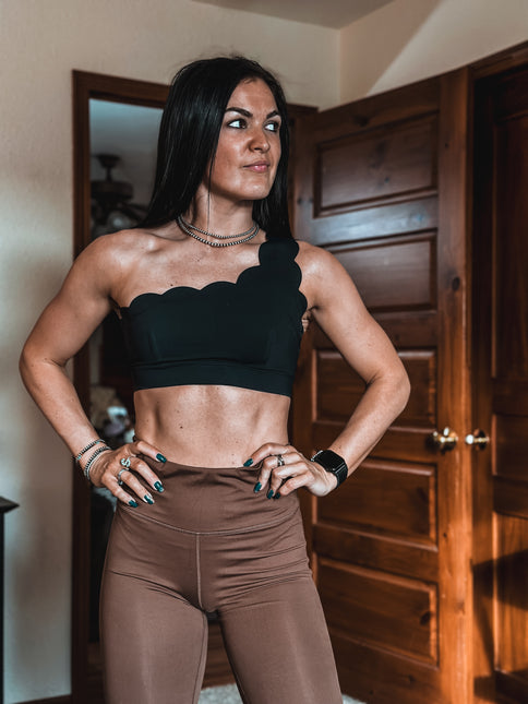 Brand Petal One Shoulder Bra - Black