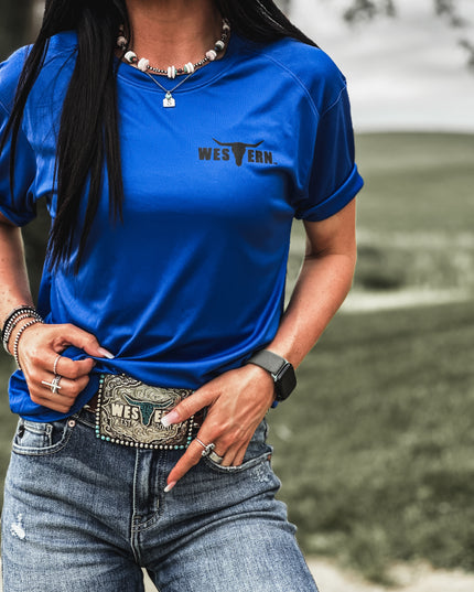 Brand Logo Athletic Tee - Blue