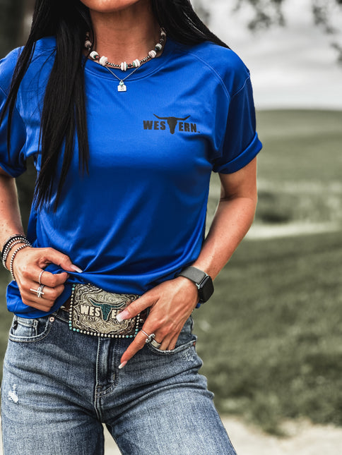 Brand Logo Athletic Tee - Blue