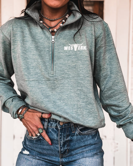 Brand In My Era 1/4 Zip - Electric Blue