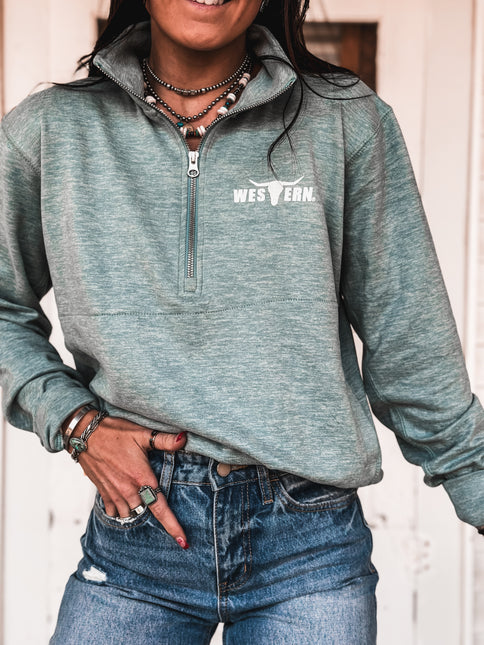 Brand In My Era 1/4 Zip - Electric Blue