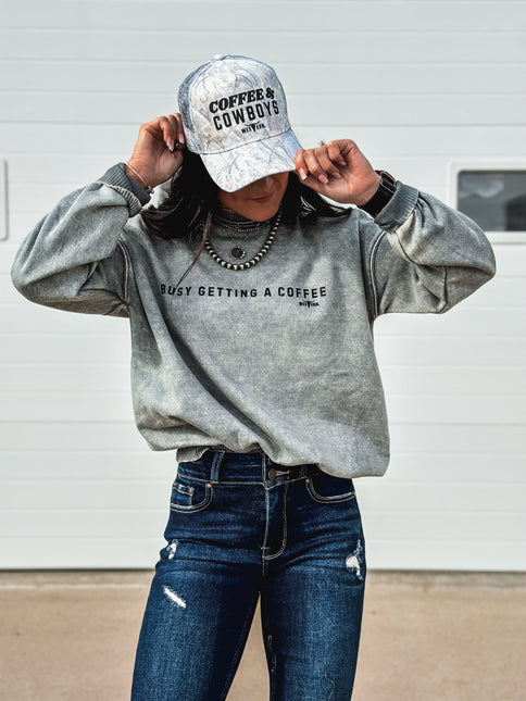 Busy Getting Coffee Crew - Ash Blue