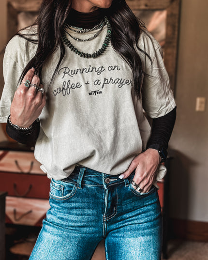 Coffee + a Prayer Oversized T - Tan