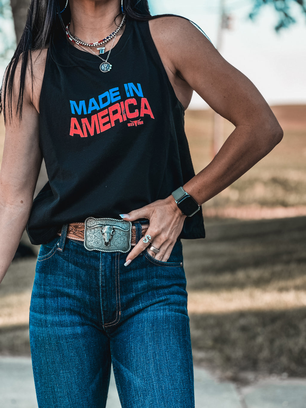 Made in America Cropped Tank - Black
